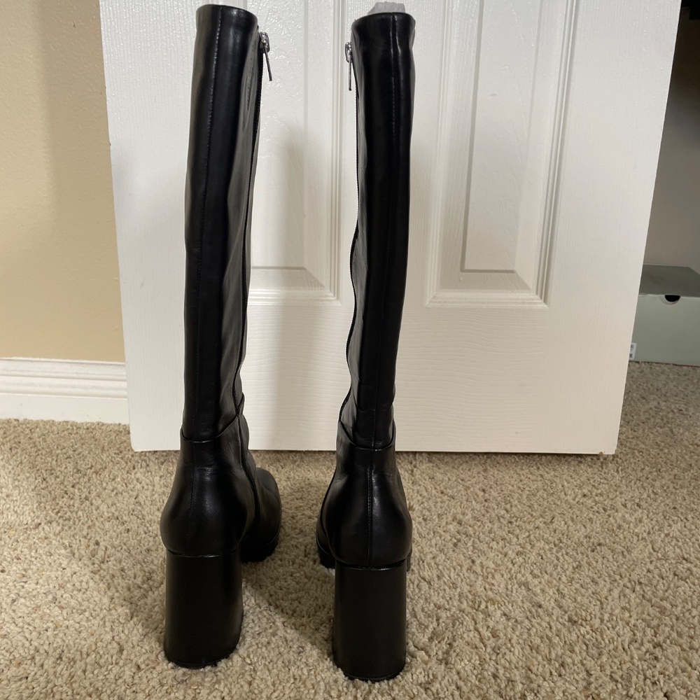 Platform Square Toe Leather Boots - image 8